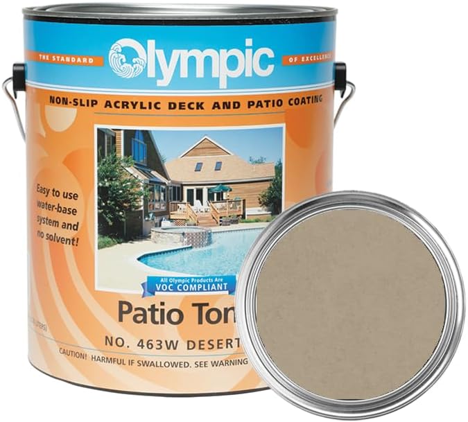 Olympic Patio Tones - Desert Sun - 1 Gallon - Non-slip acrylic deck and patio coating, concrete restorer.