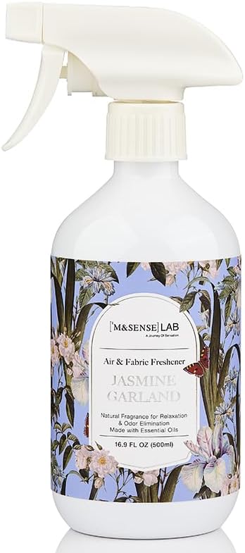 ‌M&SENSE Air & Fabric & Pet Odor Eliminator Spray - 16.9oz Large Size Natural Safe Air Freshener Jasmine Scented Deodorizer for Home Eliminates Smoke Musty Smells, Calming Scent for Bedtime Relaxation