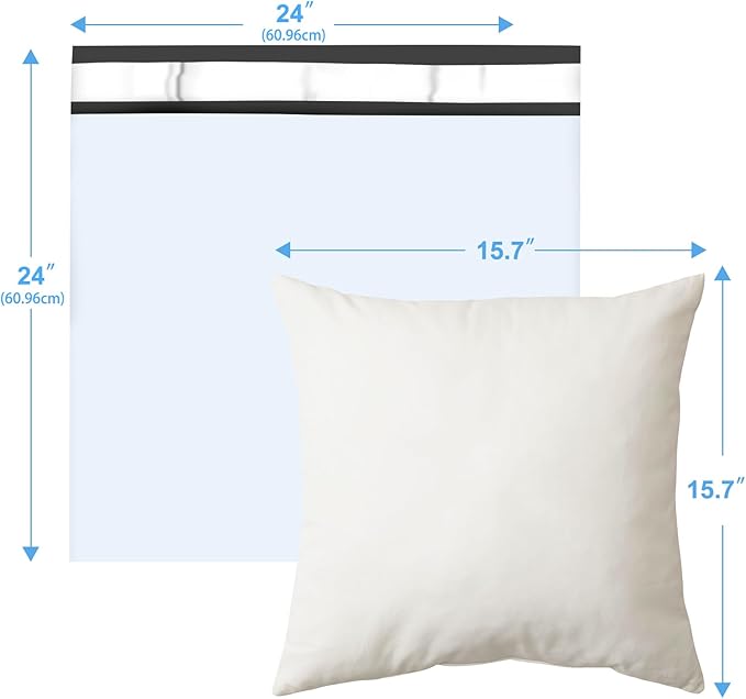 Large Poly Mailers 24x24 Inch 50 Pcs, Extra Large Shipping Bags for Clothing with Self-Sealing Tear-Resistant, Waterproof Poly Bags, Mailing Envelopes for Small Business (White)