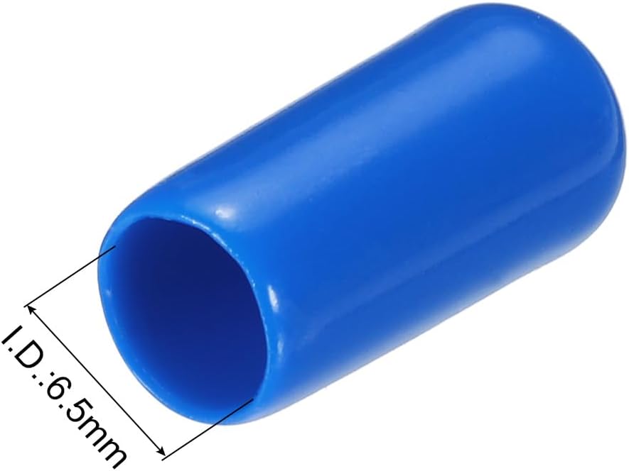 uxcell 20pcs Rubber End Caps 6.5mm ID Vinyl PVC Round Tube Bolt Cap Cover Screw Thread Protectors Blue