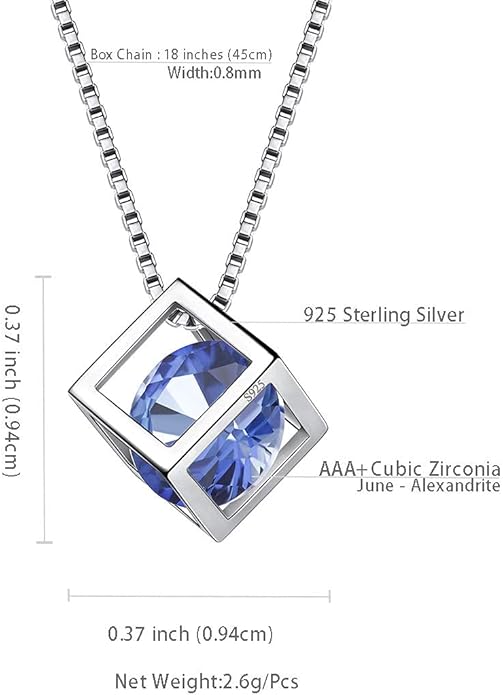 Aurora Tears Birthstone Necklace/Earring 925 Sterling Silver Women Cross/3D Cube/Cresent Moon Birth Stone Jewelry Mens Birthday Gift Anniversary Present