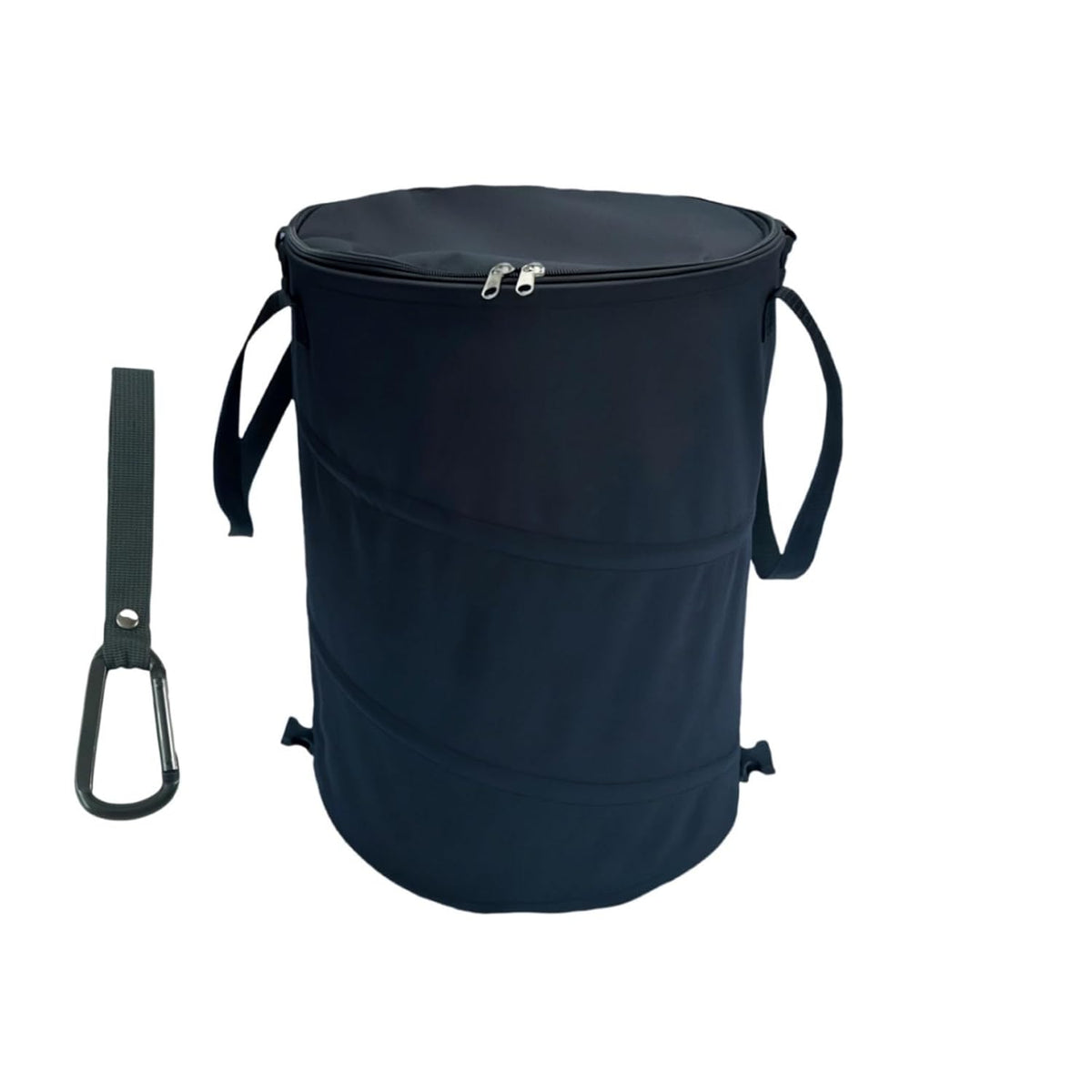 Collapsible Trash can with lid,Foldable Camping Trash can,Pop-up Trash can with lid,Outdoor Trash can with lid,Clothes and Toys Recycle bin,Thickened, Solid, Durable,Attached Hook (Black)