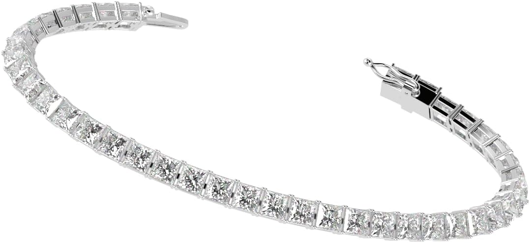 Houston Diamond District 2 to 28 Carat Lab Grown Diamond Classic Tennis Bracelet, 4-Prong Setting for Women (E-F Color, VS2-SI1 Clarity)