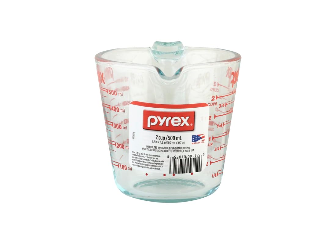 Pyrex Prepware 6001075 Measuring Cup, Red Graphics, Clear