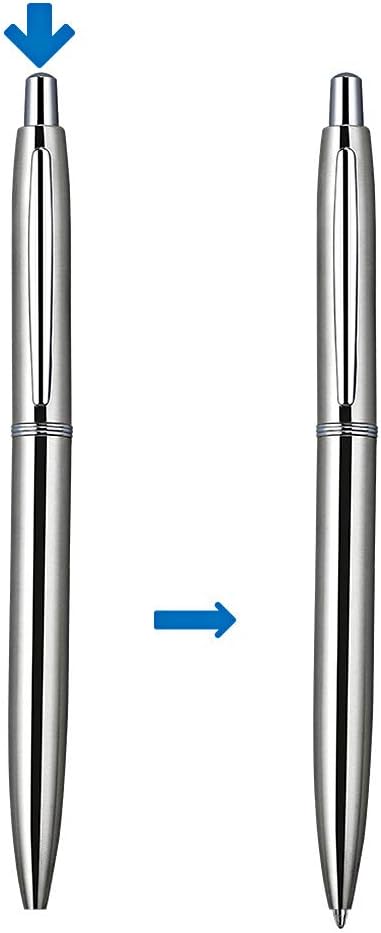 ChaoQ 6 Pcs Retractable Metal Ballpoint Pens, for Gift, Business, Office, 1.0mm Medium Point Black Ink, 12 Extras Replaceable Metal Refills - Stainess Steel