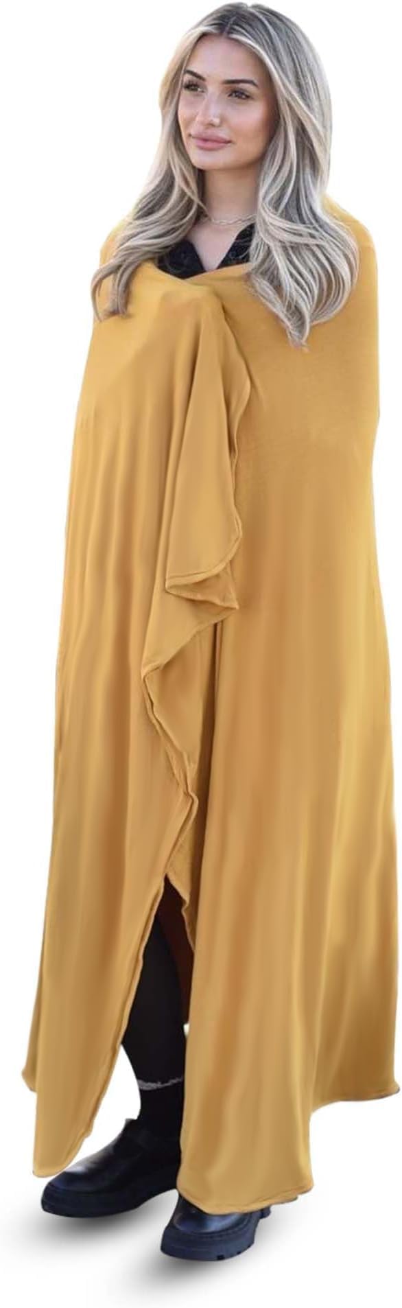 K E L O R Luxury Cooling Travel Blanket - Stretchy, Lightweight Soft & Breathable Shawl Wraps for Women | Easy-Care, Perfect for Travel, Airplane Blanket or Women Shawl(Golden, Single-Sided)