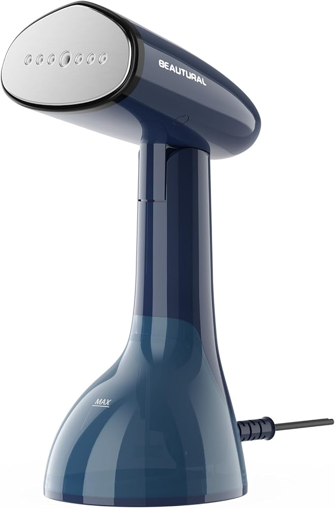 BEAUTURAL Steamer for Clothes, Portable Handheld Garment Fabric Wrinkles Remover, Aluminun Heating Plate, 35-Second Fast Heat-up, Large Detachable Water Tank (Only for 120V)