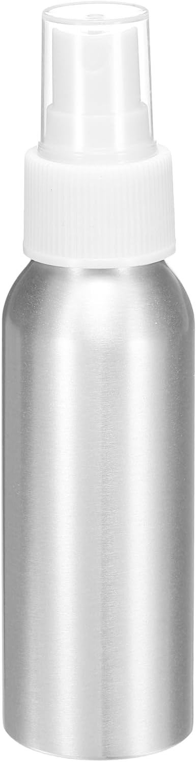 HARFINGTON Aluminum Fine Mist Spray Bottles 80ml/2.7oz Metal Small Liquid Alcohol Refillable Travel Container with White Plastic Nozzle Cap for Perfume Skincare Cosmetic Storage Bottle