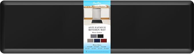 4/5 Inch Thick Kitchen Mats for Floor, StepRite Kitchen Rug for Standing Desk, Non-Slip, Thicker, Stain Resistant, Waterproof, Comfort Anti Fatigue Floor Mat for Home, Kitchen, Office - Black,108*30''