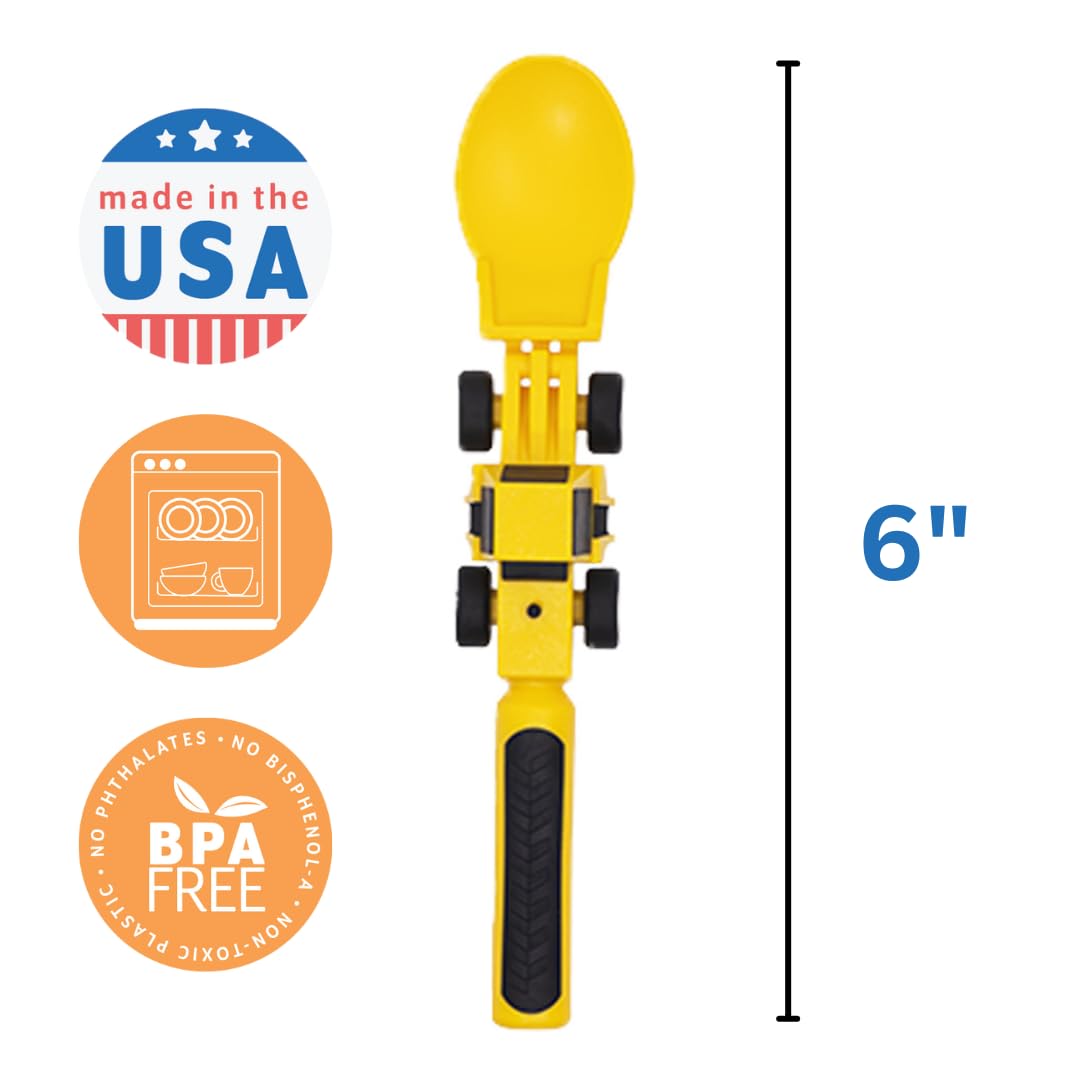 Constructive Eating Plate and Utensils Set - USA-Made Toddler Dinnerware with Divided Plates (Construction)