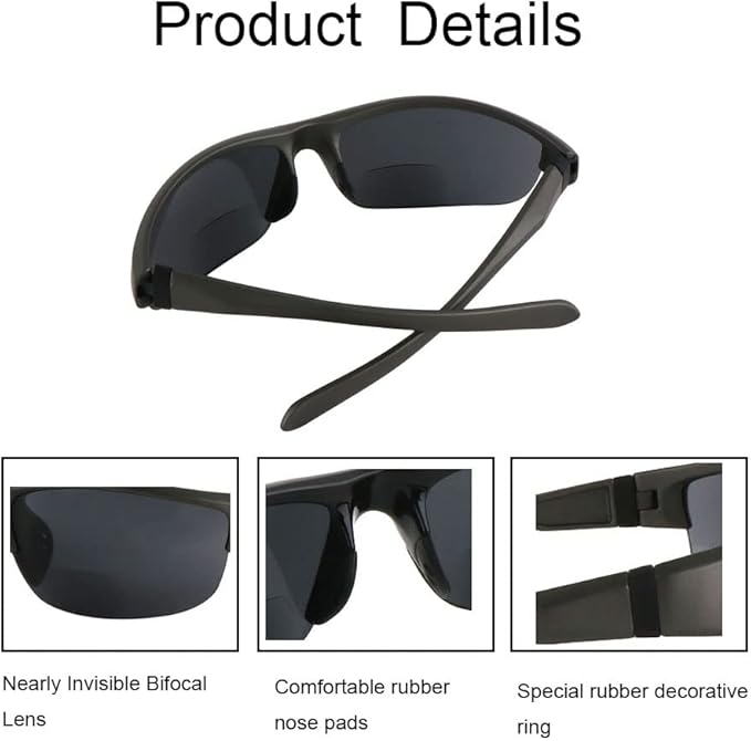 Sunglasses Bifocal for Men and Women, Sports Wrap Around Reading Reader Glasses