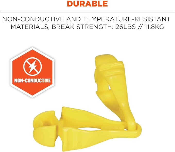 Ergodyne Squids 3400 Glove Clip Holder with Dual Clips, Lime, 1 Count (Pack of 4)
