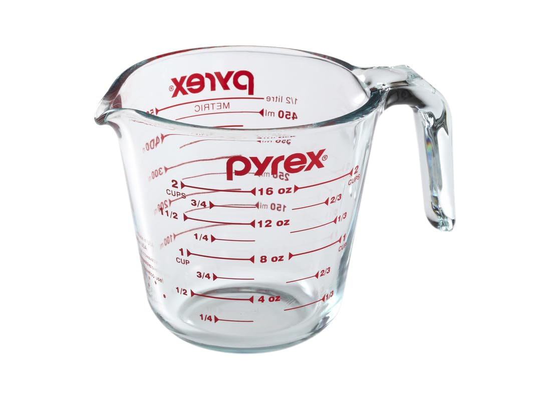 Pyrex Prepware 6001075 Measuring Cup, Red Graphics, Clear