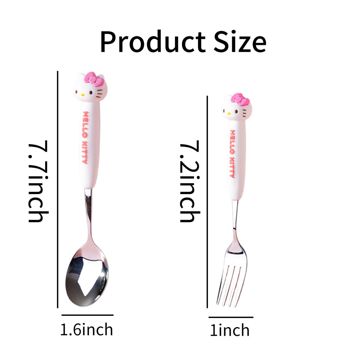 2 PCS Spoon and Fork Set, Cute Stainless Steel Silverware Set, Cartoon Salad Forks and Soup Spoons, Gift for Her