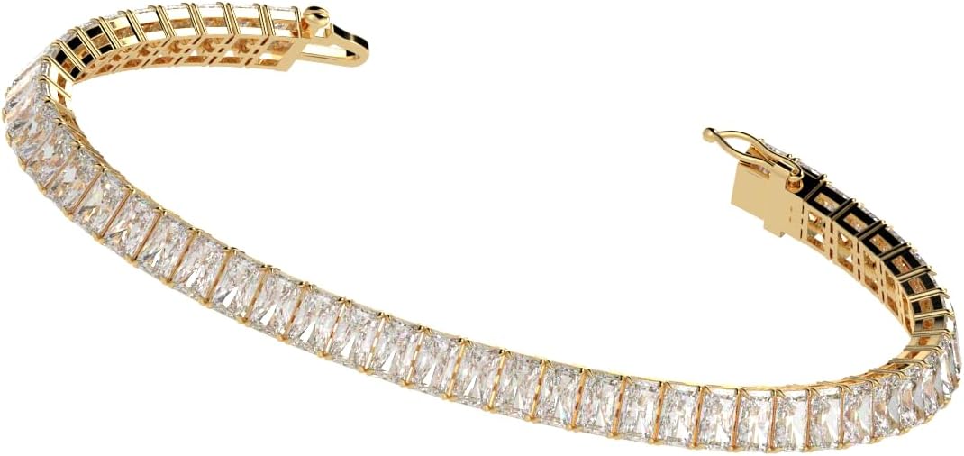 Houston Diamond District 2 to 28 Carat Lab Grown Diamond Classic Tennis Bracelet, 4-Prong Setting for Women (E-F Color, VS2-SI1 Clarity)