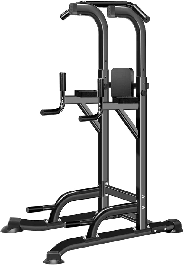 Power Tower Adjustable Height Pull Up & Dip Station Multi-Function Home Strength Training Fitness Workout Station for Home Gym