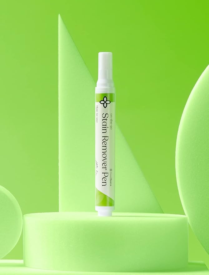 Good Basics All-Natural Stain Remover Pen for Clothing and Fabric - Eco-friendly, Probiotic Formula, Non-Toxic Scrubbing Stick for Baby & Kids Messes, Travel, Work (10 ml, 6 Pack)
