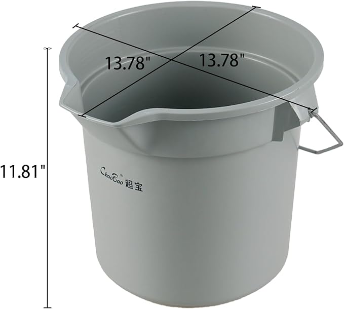 6 Pcs Commercial Bucket with Ergonomic Handle, 14-Quart Heavy-Duty Round Bucket, Sturdy Cleaning Pail, Grey, 3.5 Gallon