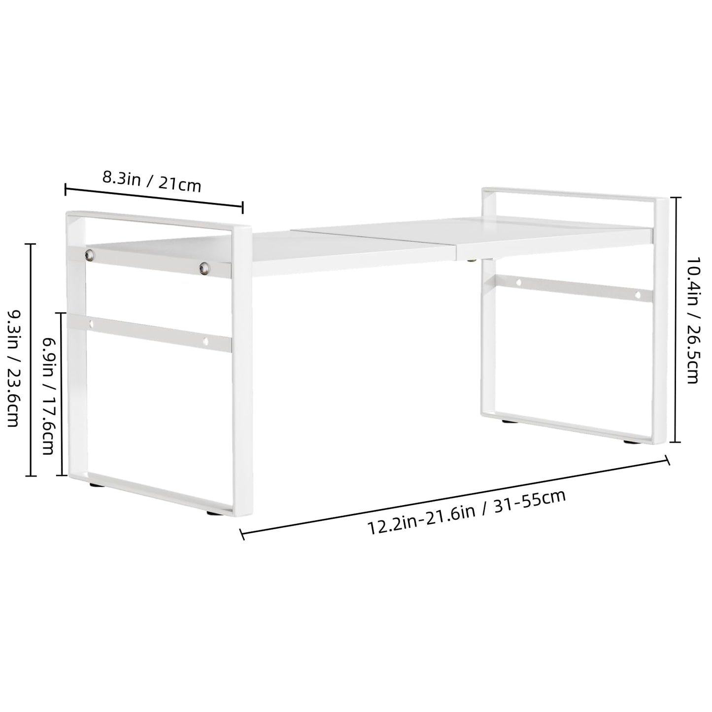 LJHFUQHUHU Expandable Cabinet Shelf Organizer Riser for Kitchen Pantry Cupboard Under Sink Countertop,Kitchen Cabinet Shelf (White)