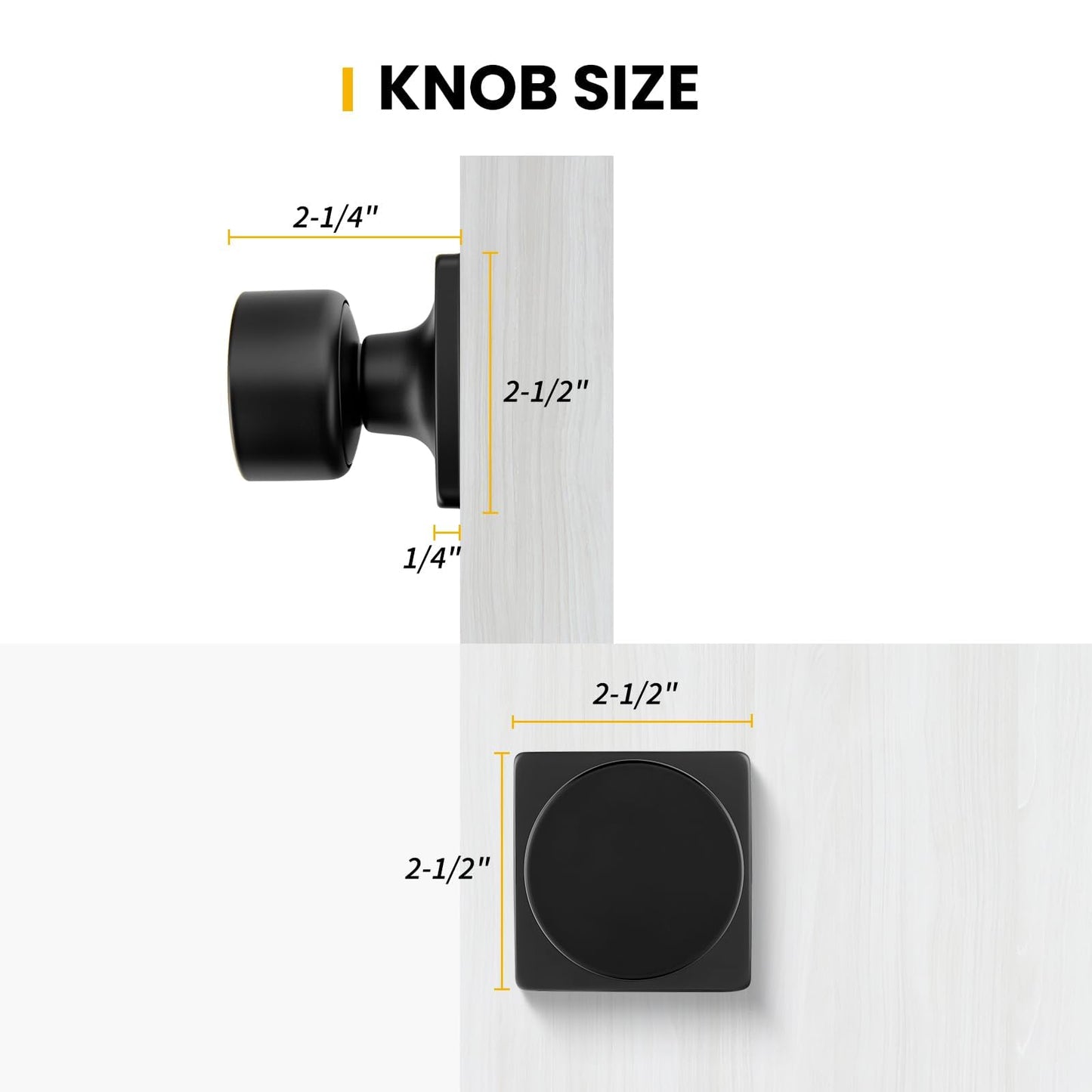 Goldenwarm Matte Black Dummy Door Knobs No-Function, Single-Side Black Door Knobs for Handle, Closet Door Knob Pull/Handle Function for Pantry/French Doors 3 Pack
