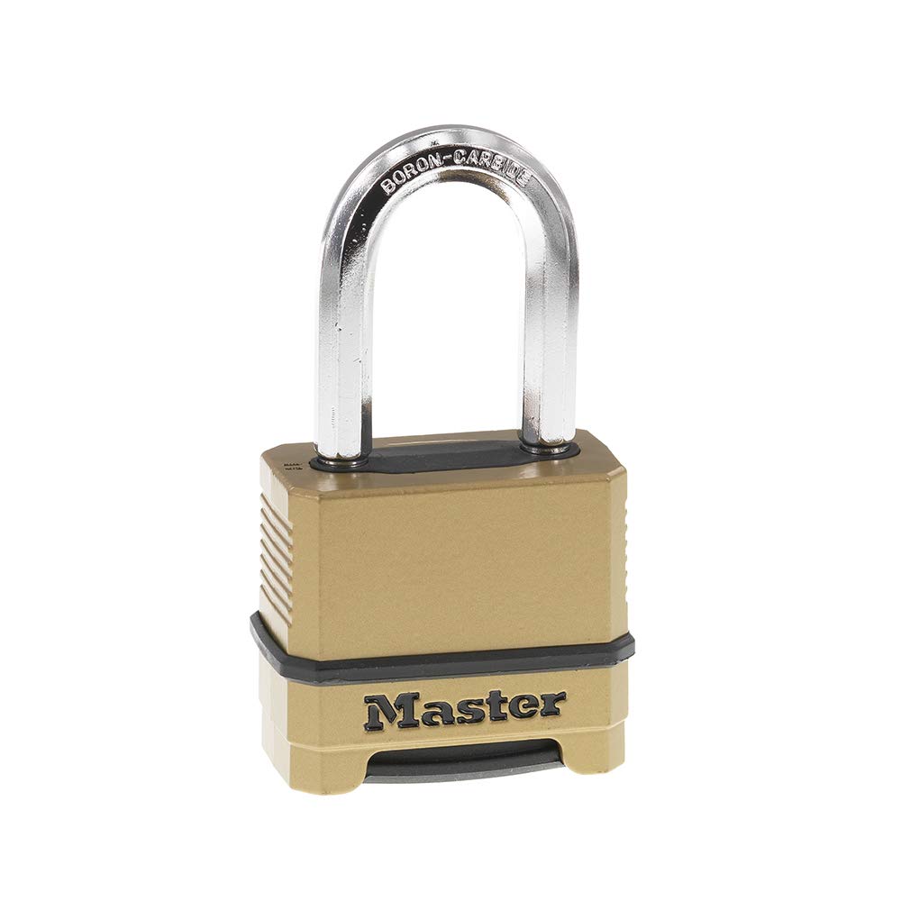 Master Lock Combination Lock, Heavy Duty Weatherproof Padlock, Resettable for Outdoor Use, Brass Finish, M175XDLF