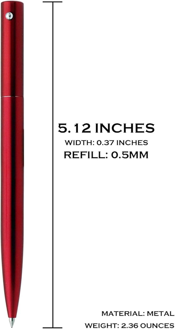 DUNBONG Retractable Metal Gel Pen, 0.5mm Medium Point Ballpoint Pens, Black Gel Ink (Red)