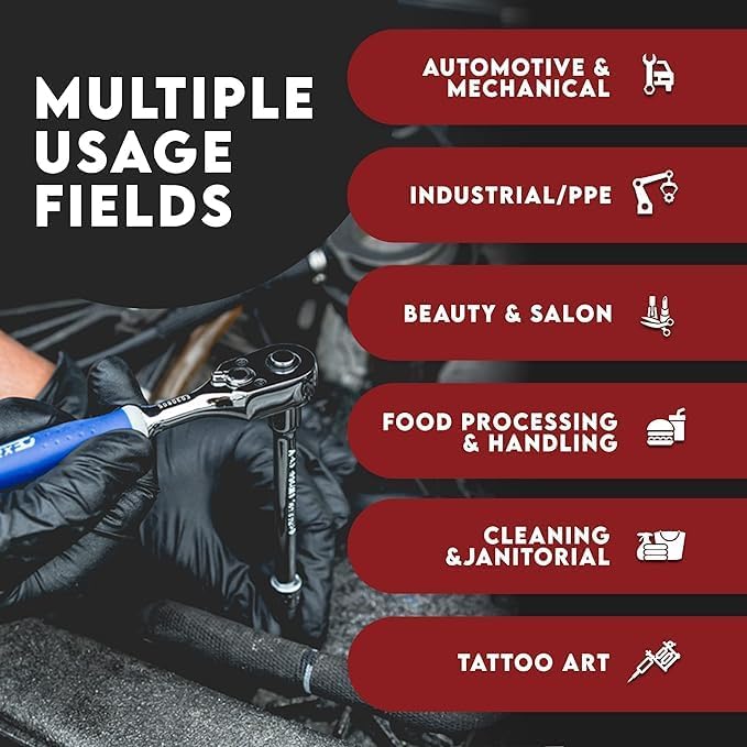 Black Nitrile Gloves Disposable Latex Free & Powder Free, 4 Mil Rubber Glove, Cleaning, Cooking, Mechanic(XS-XXL)