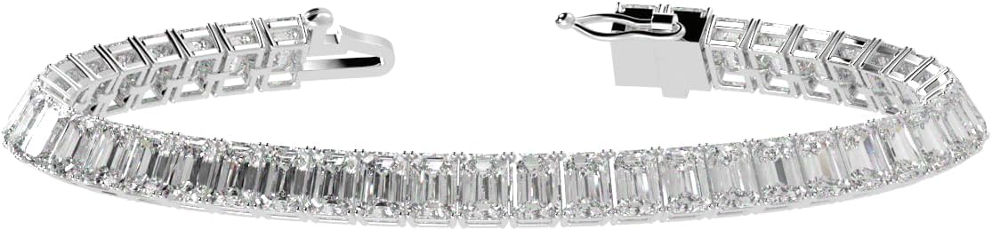 Houston Diamond District 2 to 28 Carat Lab Grown Diamond Classic Tennis Bracelet, 4-Prong Setting for Women (E-F Color, VS2-SI1 Clarity)