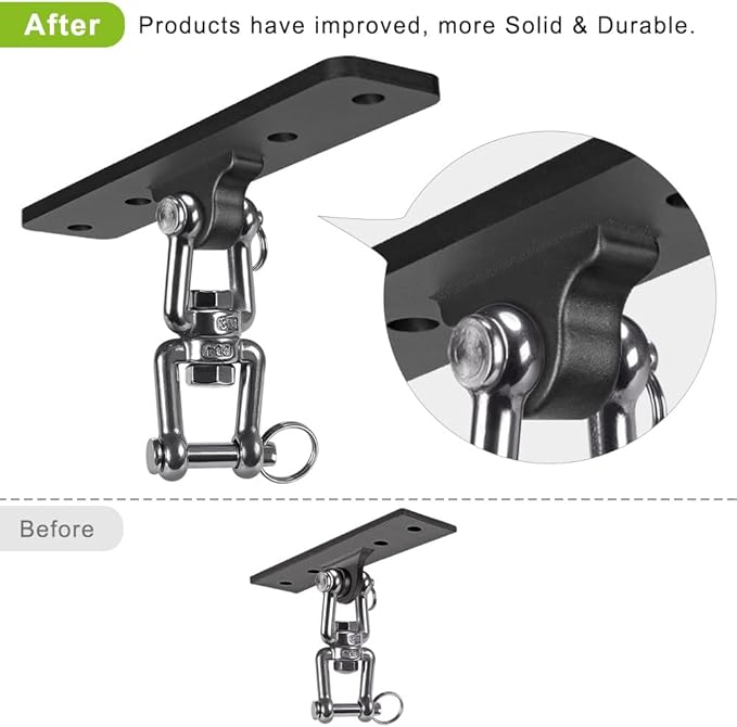 Dolibest Heavy Duty Swing Hanger, Ceiling Mount Swivel Hook, 360° Rotation Wood Beam Holder Body Weight Strength Training Systems, Aerial Yoga Swing & Hammock, Resistance Band for Wooden Sets