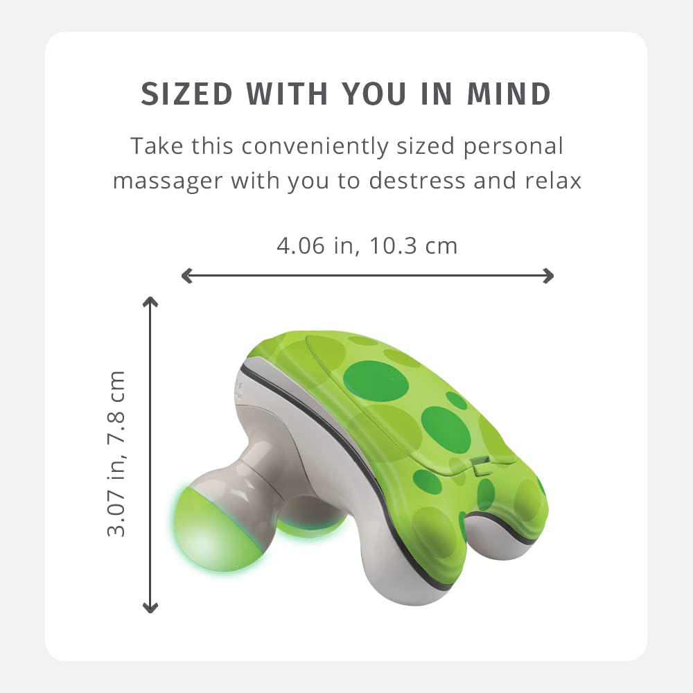 HoMedics Ribbit Mini Handheld Massager, Vibrating Electric Massager with Comfort Grip and LED Light, Batteries Included, Comes in variable colors, Green, Blue or Pink (Color May Vary)