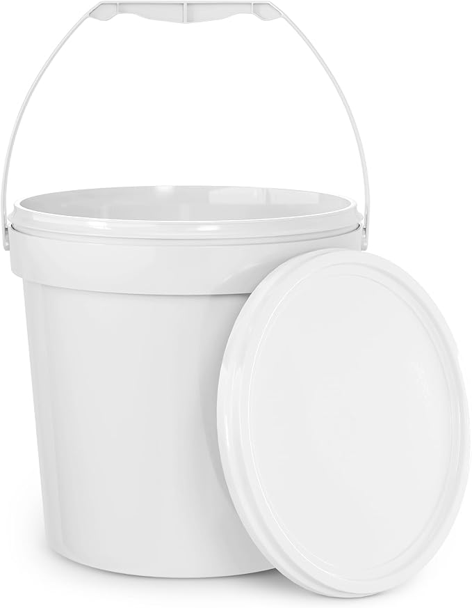 EconoHome 1 Gallon Food Grade Round Plastic Bucket - Food Storage Deli Containers with Lids Ideal for Ice Cream, Soup, and Prep Containers - BPA-Free, Premium HDPE - 1 Pack