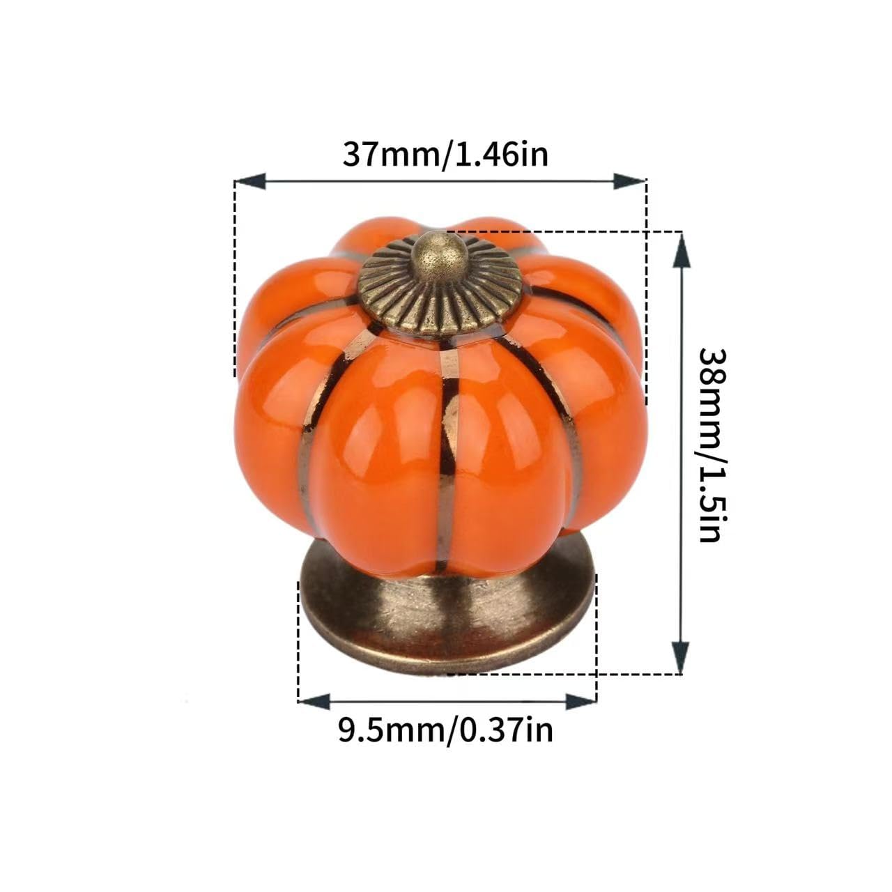Eledabra Ceramic Pumpkin Cabinet Knobs, Orange Vintage Drawer Knobs for Vanity, Closet, Cupboard 4pcs