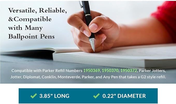 6 Pack, Pen Savings Gel Pen Refills Compatible with Parker Ballpoint Pens, .5mm Extra Fine Needle Point, Smooth Writing, Frictionless Flow (Bulk Packed) (Assorted 3 Black, 3 Blue)