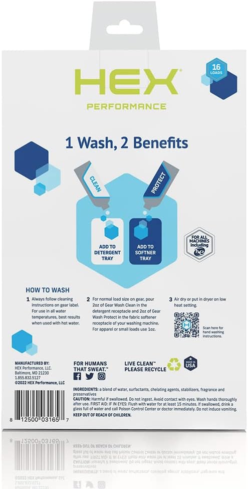 HEX Performance Sport Scent Dual Action Gear Wash, 16oz - Designed for Lacrosse Pads, Hockey Gear, Football Pads, Boxing Gloves, Compression Apparel, Outerwear, Wetsuits, Braces