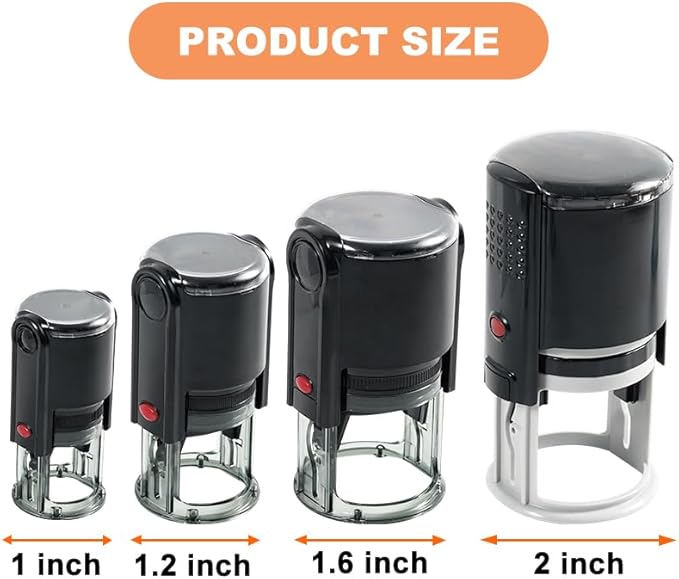 Custom Logo Stamp Personalized Image Self-Inking Stamper - Custom Business Logo Text - Different Sizes - 5 Ink Color Options