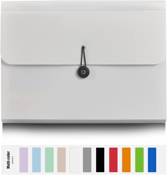 Expanding File Folder with 13 Pockets,Polypropylene, 12.99" x 9.45" x 1.1"for Work, School, Home, Office, Blackwhite(2Pack)