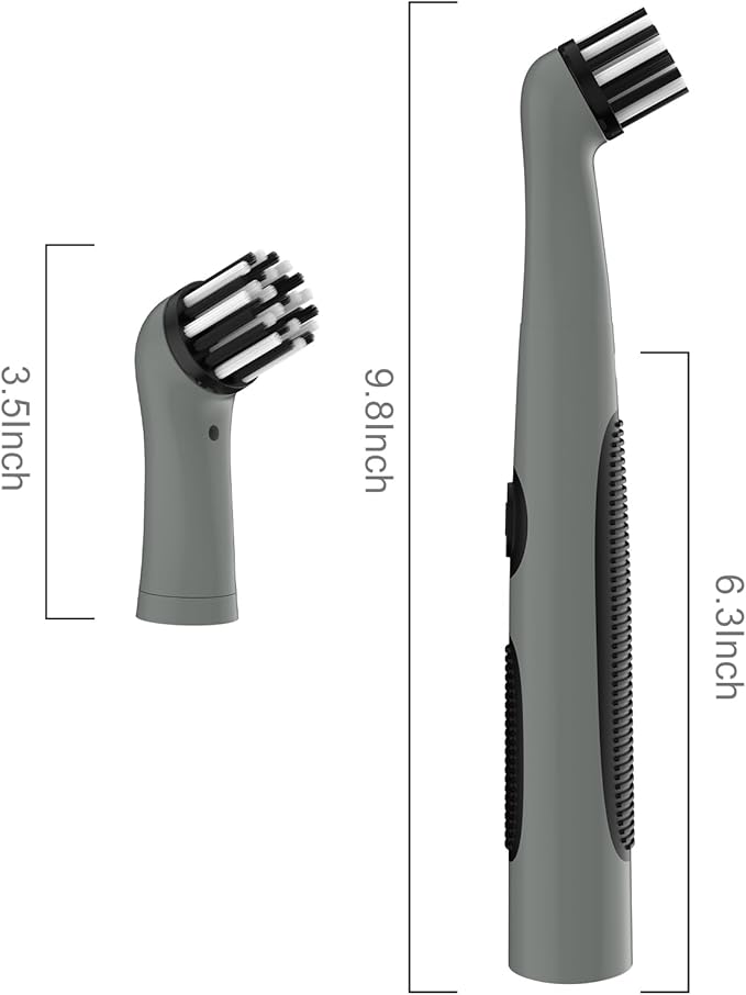 Rechargeable Electric Cleaning Brush with 4 in 1 Multiple Brush Heads and USB Cable, Indoor Household Cordless Motorized Brush for Bathroom Toilet Kitchen Tile Crevice (Grey & Black)