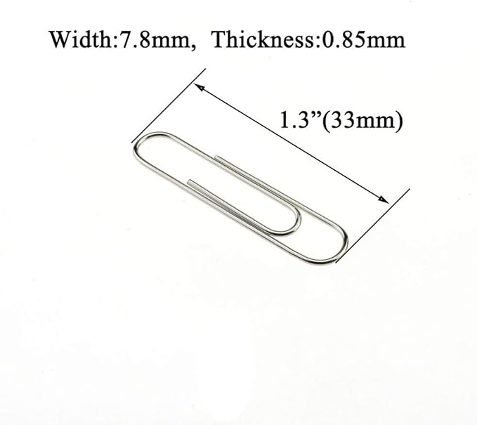 HAHIYO Paper Clips Sturdy 1.3”(33mm) Length 280 Pack Paperclips Heavy Duty Tight Grip Rust Proof Reusable Metal Bright Silver for Home Office School