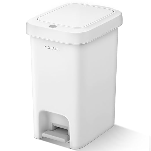 MOPALL Slim Bathroom Trash Can with Lid Soft Close, 21.5L/5.7Gal Bathroom Garbage Can with Press Top Lid & Foot Pedal, Step Trash Bin Wastebasket Waste Bin for Home, Kitchen, Garage, Apartment, Office