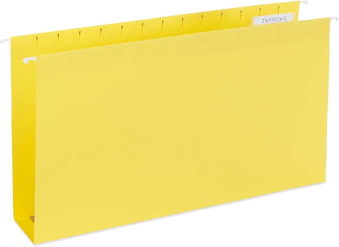 25 Blue Summit Supplies Legal Size Hanging File Folders - Assorted Colors, 2" Expansion, Legal Hanging File Folders for Filing Cabinet, 11PT Paper Stock with Tabs and Inserts Included