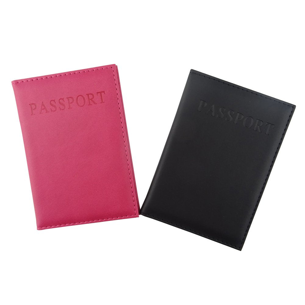 Honbay 2PCS Artificial Leather Passport Holder Cover Passport Case for Men and Women
