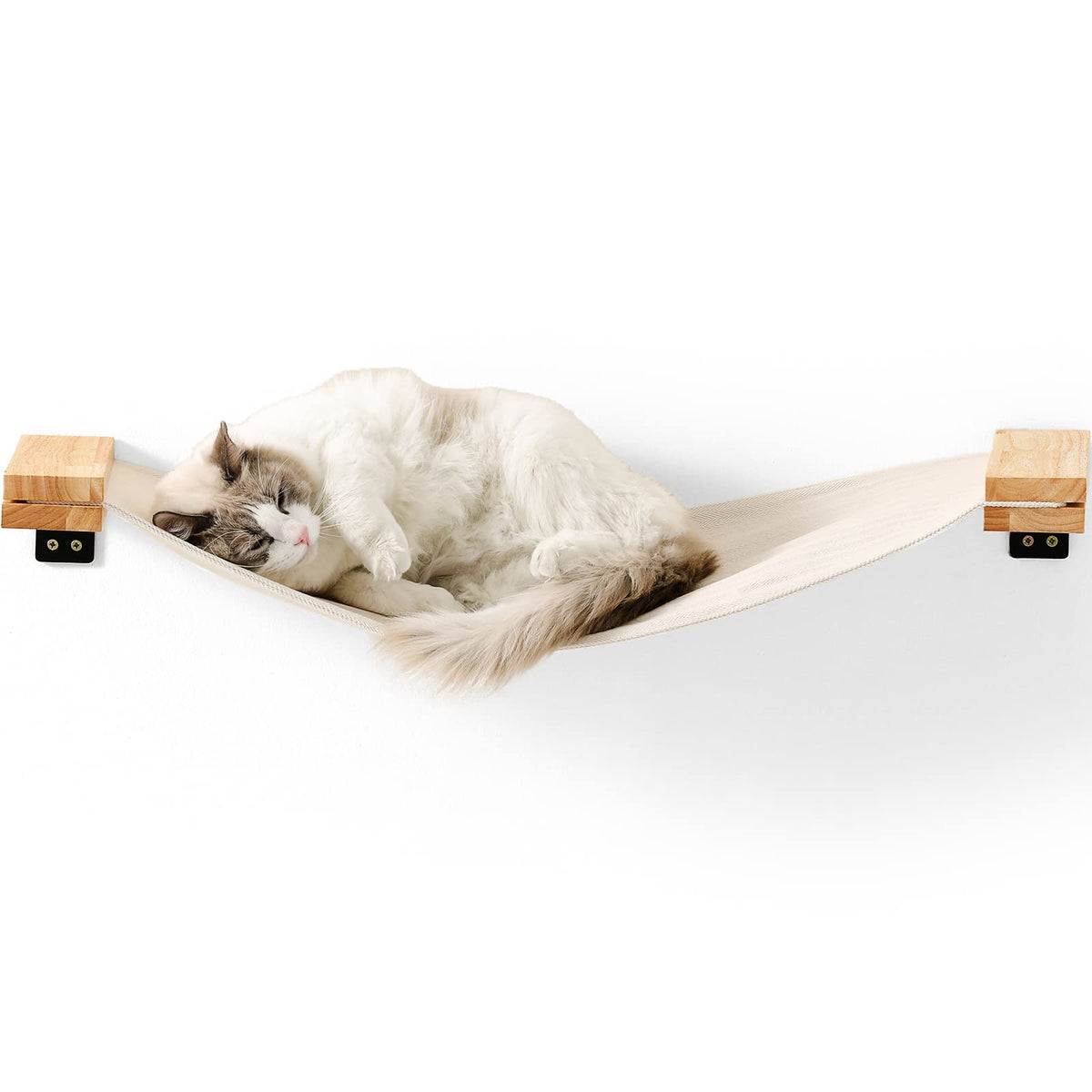 FUKUMARU Cat Wall Furniture, 34 x 13 inch Cats Hammock Shelves, Rubberwood Kitten Window Perch, Easy DIY Installation