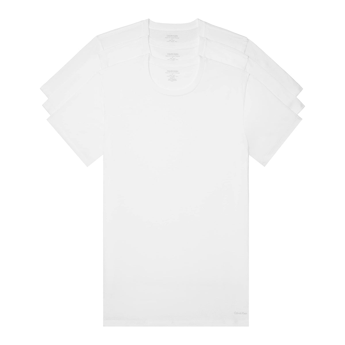 Calvin Klein Men's Cotton Classics 3-Pack Undershirts, 3 White - Crewneck, L