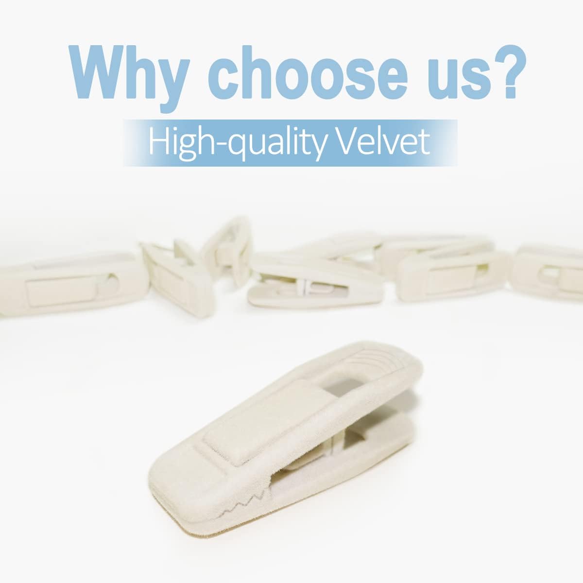 Beige Velvet Hanger Clips (60-Pack), Non-Slip Velvet Clip Work Perfectly for Ivory/Beige Velvet Hangers, Pant Skirt Hanger Velvet Clips Fit for Velvet Clothes Hangers