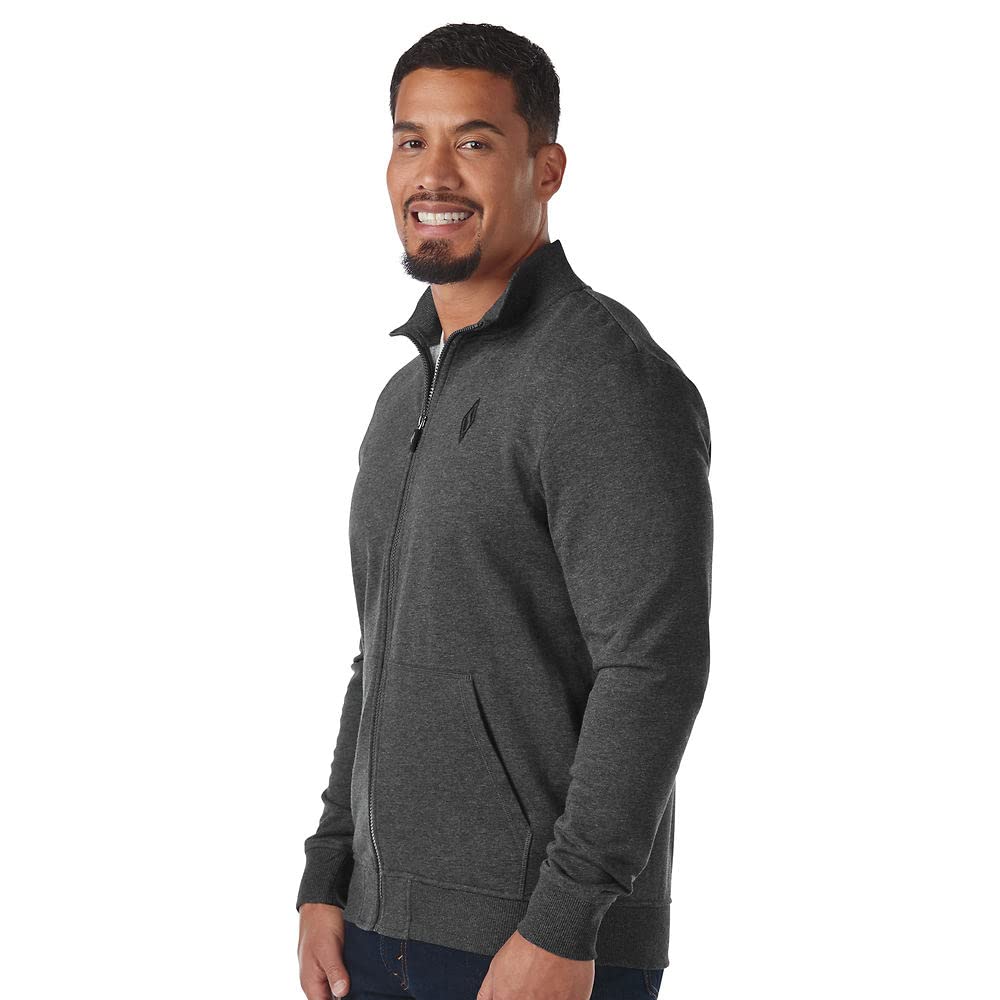 Skechers Men's The Hoodless Hoodie GO Walk Everywhere Full Zip Mock Neck Jacket, Heather Charcoal, Large