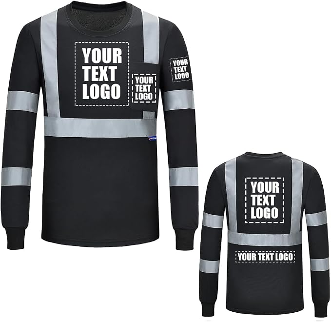 A-SAFETY Safety Shirt,High Visibility Work T Shirt Long Short Sleeve Class 3 (XS-6XL)
