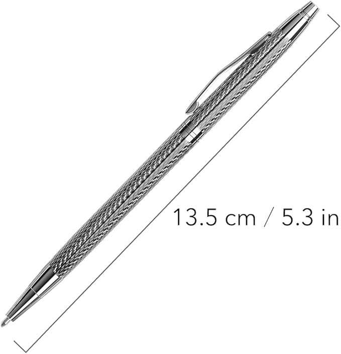 Unibene Slim Metallic Retractable Ballpoint Pens - Carved Silver, Nice Gift for Business Office Students Teachers Wedding Christmas, Medium Point(1 mm) 6 Pack-Black ink