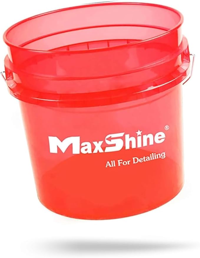 Maxshine 3.5 Gallon Universal Detailing Bucket (Red) | Car Wash Bucket for Scratch-Free Washing | Garage Storage & Auto Detailing Tool Holder | Holds Soap, Foam Cannon, Brushes, Microfiber Towels