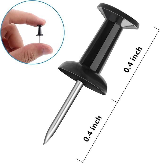 Yalis Black Push Pins 600 Count, Standard Dark Thumb Tacks for Corkboard Bulletin Board