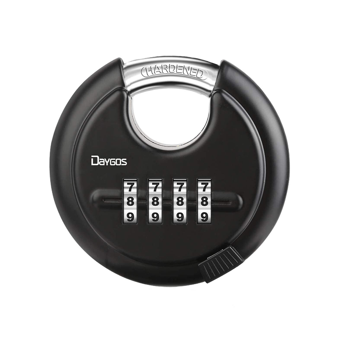 DAYGOS Combination Disc Padlocks for Outdoor - Heavy Duty 4 Digit Code Lock, Combo Discus Lock for Storage Unit,Gate,Fence,Traile(3/8-in Shackle,1PCS,Black)